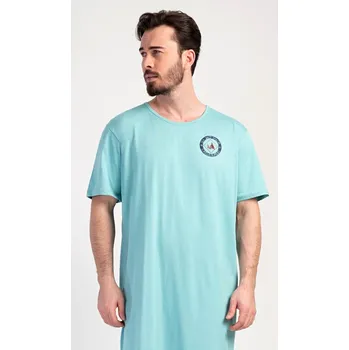 Pánská noční košile Vienetta MAN Pánská noční košile s krátkým rukávem Sea: mentolová M