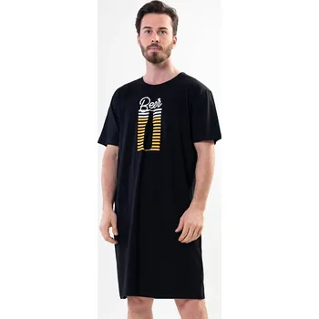 Vienetta MAN Pánská noční košile s krátkým rukávem Beer: černá M