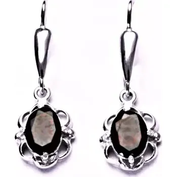 Náušnice Stříbrné náušnice přírodní granát - NK1140 (Stříbrné náušnice s přírodním granátem 8x6 mm)