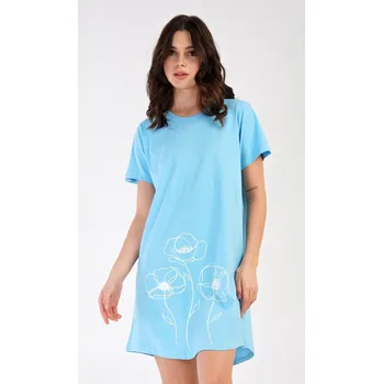 Dámská noční košile Vienetta Dámská noční košile s krátkým rukávem Leontýna: světle modrá M