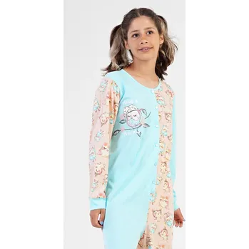 Dívčí pyžamo Vienetta Kids Dětský overal Sovičky: azurová 15 - 16