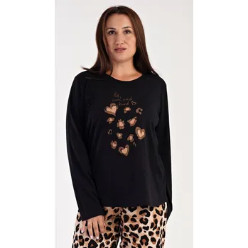 Dámské pyžamo Vienetta Dámské pyžamo dlouhé Anna: černá 6XL