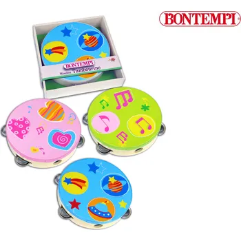 Stuha HračkyXL Bontempi Dřevěná tamburína 18 x 18 x 4,5 cm assort