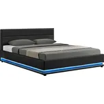 Čalouněná postel BIRGET NEW 180x200, s úložným prostorem a LED osvětlením, černá