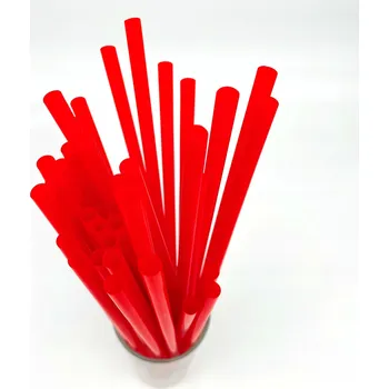 Plastová brčka - slámky 250 x 8 mm, opak. použitelné, 100 ks Barva: Červená