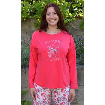 Dámské noční prádlo Vienetta Secret Dámské pyžamo dlouhé Good day: červená XL