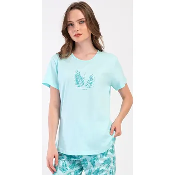 Dámské pyžamo Vienetta Dámské pyžamo kapri Simona: mentolová 4XL