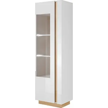 Komoda Vitrína CITY 60, dub grandson/bílý lesk