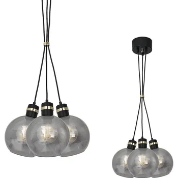 Závěsné svítidlo Omega1, 3x garfitové skleněné stínítko, b/g
