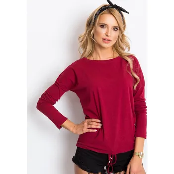 Dámská móda Dámské bordó tričko na zavázání v pase RV-BZ-5122.08P-burgundy Velikost: XS