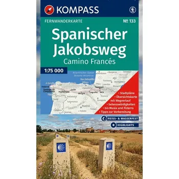 KOMPASS Wanderkarte 133 Spanischer Jakobsweg, Camino Francés 1:100.000