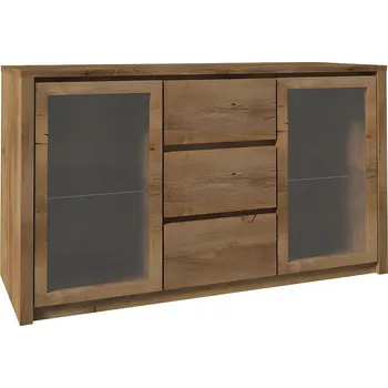 Komoda Komoda s vitrínou MONTANA K2D, dub lefkas tmavý