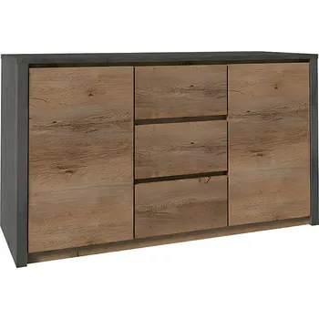 Komoda Komoda MONTANA K2DP, dub lefkas tmavý/smooth šedý