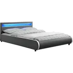 Čalouněná postel DULCEA 160x200, s LED osvětlením, šedá