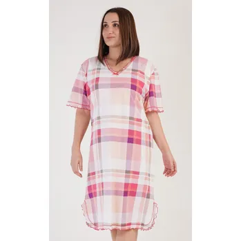 Dámská noční košile Vienetta Dámská noční košile s krátkým rukávem Catherine: lososová 4XL