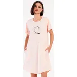 Vienetta Dámské domácí šaty s krátkým rukávem Queen: světle lososová 4XL