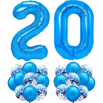 Balónek Sada TMAVĚ MODRÁ k 20. NAROZENINÁM 100cm balónek
