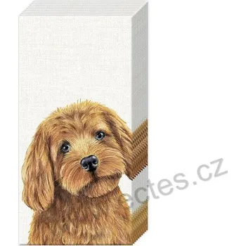 Papírový ubrousek IHR FARM ANIMALS DOG papírové kapesníčky světle hnědý pes 10 ks