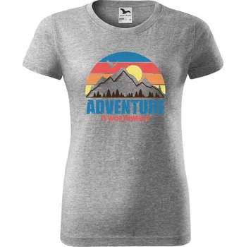 Dámské tričko DOBRÝ TRIKO Dámské tričko Adventure is worthwhile Barva: Tmavě šedý melír, Velikost: 3XL
