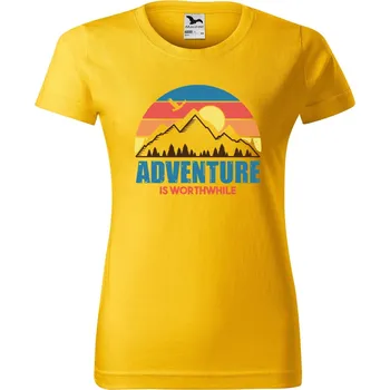 Dámské oblečení DOBRÝ TRIKO Dámské tričko Adventure is worthwhile Barva: Žlutá, Velikost: M