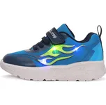Tenisky D.D.step F083-51289B modré se zelenou s LED světýlky vodoodpudivé velikost: 30