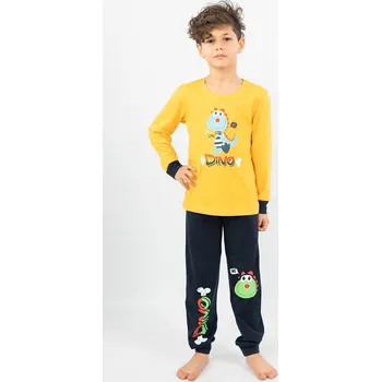 Chlapecké pyžamo Vienetta Kids Dětské pyžamo dlouhé Dino: žlutá 3 - 4