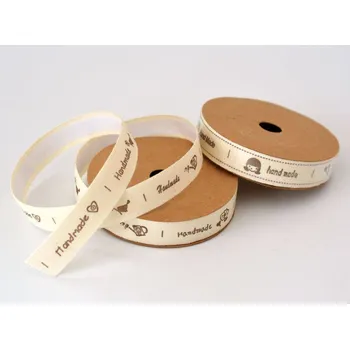Stuha Samolepící bavlněná stuha s potiskem Handmade