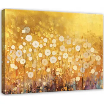 Obraz OBRAZ ABSTRAKCE ZLATÉ POLNÍ KVĚTY DO LOŽNICE OBÝVÁKU NA PLÁTNĚ 60x40