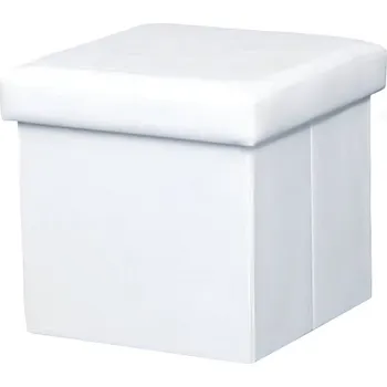 Taburet Skládací taburet TELA NEW s úložným prostorem, ekokůže bílá