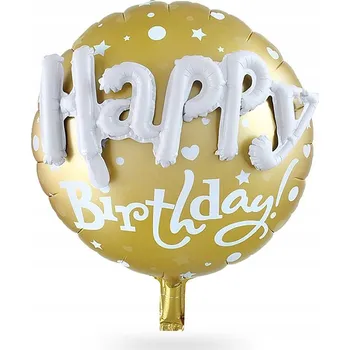 Balónek Fóliový balónek 3D zlatý HAPPY BIRTHDAY - velký