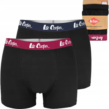 Pánské spodní prádlo Lee Cooper Pánské bavlněné boxerky 2 kusy 9646 Černé Logo Velikost XXL