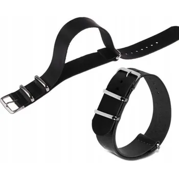 Řemínek na hodinky DLOUHÝ ČERNÝ KOŽENÝ ŘEMÍNEK K HODINKÁM 22MM + STĚŽEJKY