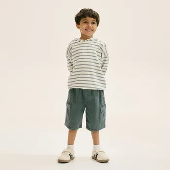 Reserved - Bavlněné cargo kraťasy - ocelově zelená - 5467S-96X - 5467S-96X-110