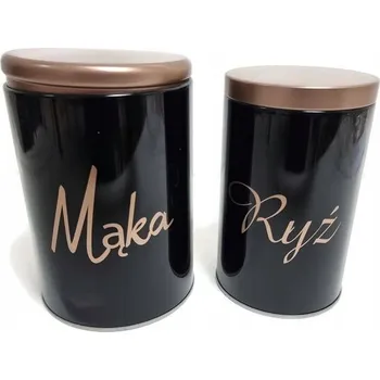 Dóza na potraviny Plechová dóza nádoba na kávu s nápisem 1,5 l Černá