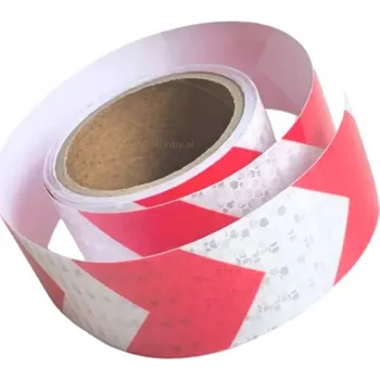 Lepicí páska Páska P2804D 50mm/5m REFLEXNÍ, JEDNOSTRANNĚ LEPICÍ, BÍLO-ČERVENÁ, SMĚROVÁ, PL
