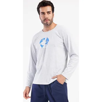 Pánské pyžamo Vienetta MAN Pánské pyžamo dlouhé Matěj: světle šedá M