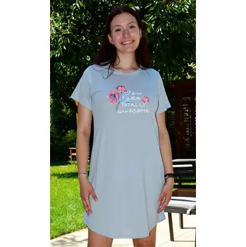 Dámská noční košile Vienetta Dámská noční košile s krátkým rukávem Cassie: světle šedá S