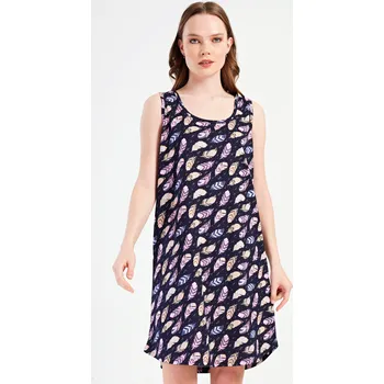 Dámská noční košile Vienetta Dámská noční košile na ramínka Peříčka: tmavě modrá 3XL