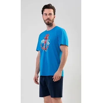 Pánské pyžamo Vienetta MAN Pánské pyžamo šortky Kotva: modrá L