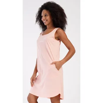 Dámská noční košile Vienetta Dámská noční košile na ramínka Happiness: světle lososová M