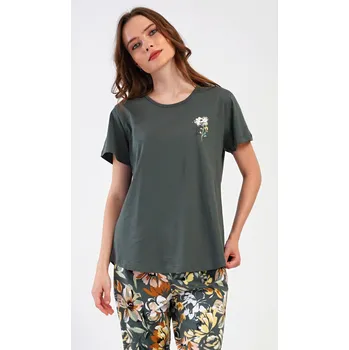 Dámské noční prádlo Vienetta Dámské pyžamo kapri Marie: khaki 1XL