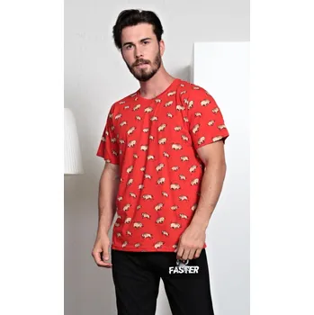 Pánské oblečení Cool Comics Pánské pyžamo dlouhé Býk: červená S