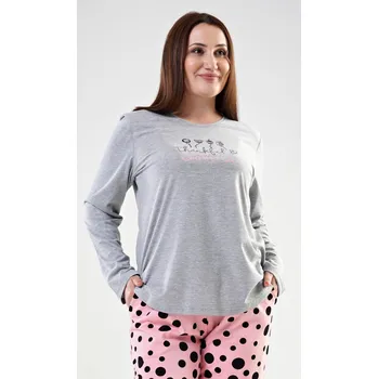 Dámské pyžamo Vienetta Dámské pyžamo dlouhé Simona: šedá 3XL