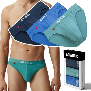 Slipy Pánské slipy 3 PÁRY sportovní BAVLNĚNÉ slipy ATLANTIC 3MP-094 - M