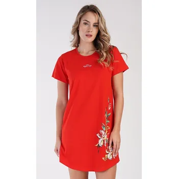 Dámská noční košile Vienetta Dámská noční košile s krátkým rukávem Alenka: červená L