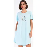 Vienetta Dámské domácí šaty s krátkým rukávem Queen: světle modrá 3XL