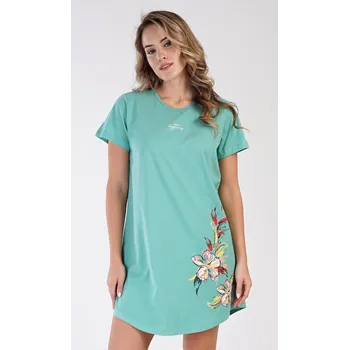 Dámská noční košile Vienetta Dámská noční košile s krátkým rukávem Alenka: zelená M