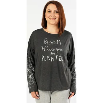 Dámské noční prádlo Vienetta Dámské pyžamo dlouhé Berenika: tmavě šedá 1XL