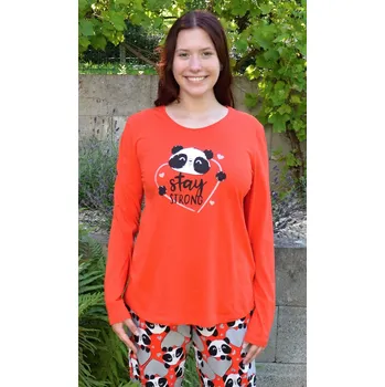 Dámské pyžamo Vienetta Secret Dámské pyžamo dlouhé Stay strong: červená S