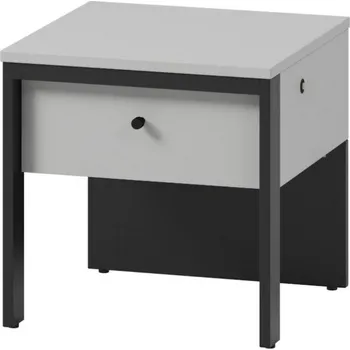 Komoda Noční stolek 1S s LED SAVONA barva šedá/černá